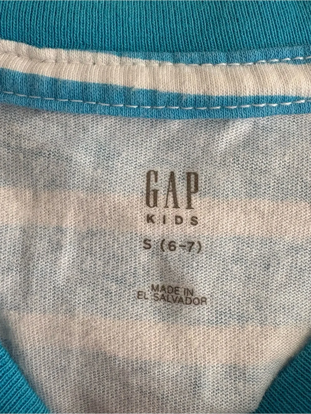GAP Kids Hello Kitty Striped Blue/White Tee Shirt Crop Short Sleeve Cotton S 6-7